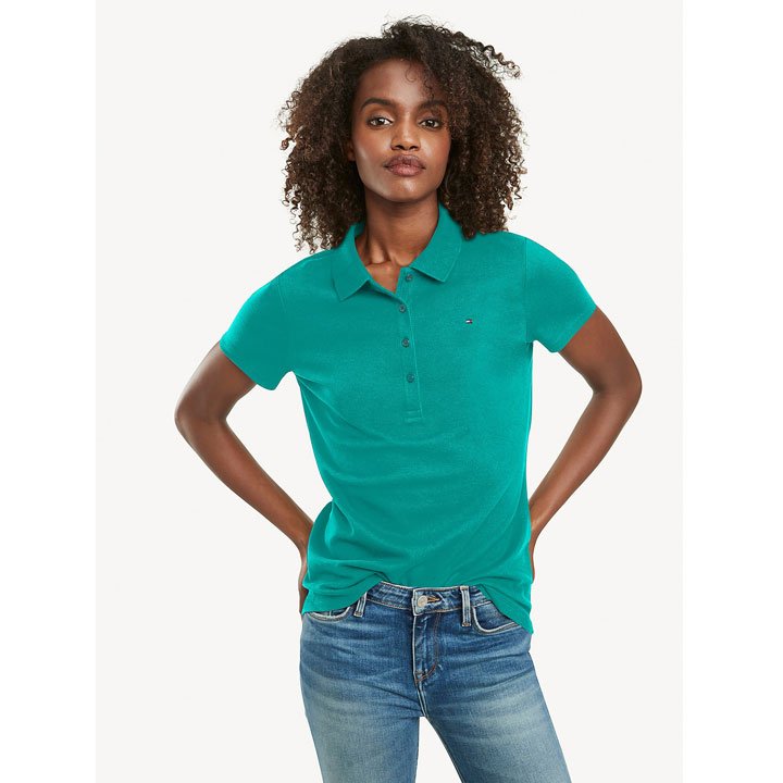 Tommy Hilfiger Regular Fit Essential Stretch Cotton Polo Shirt - Viridian Green, Size L