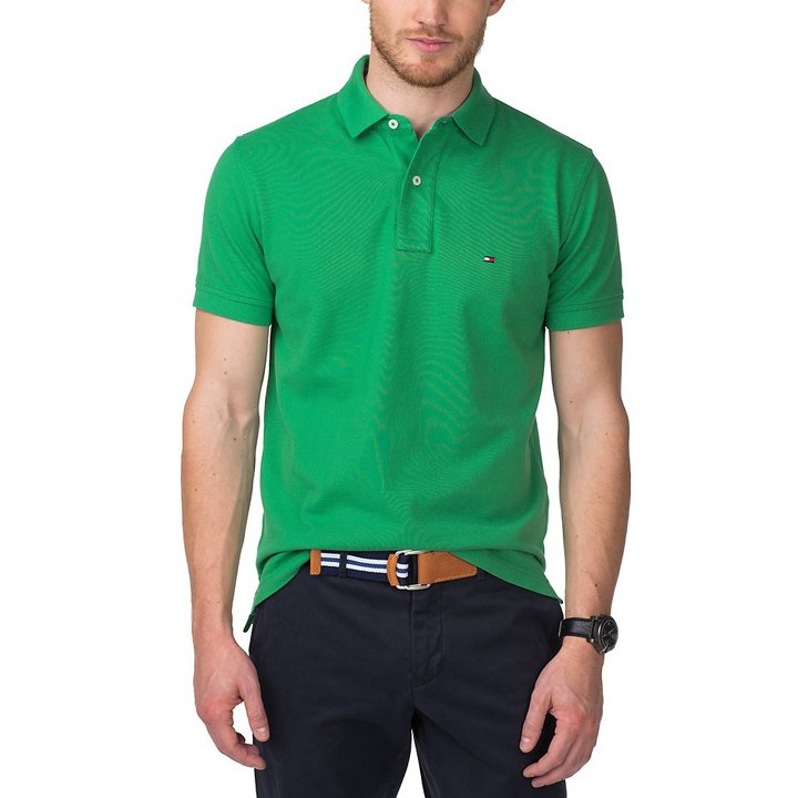Tommy Hilfiger Custom Fit Essential Solid Polo Shirt - Green, Size S