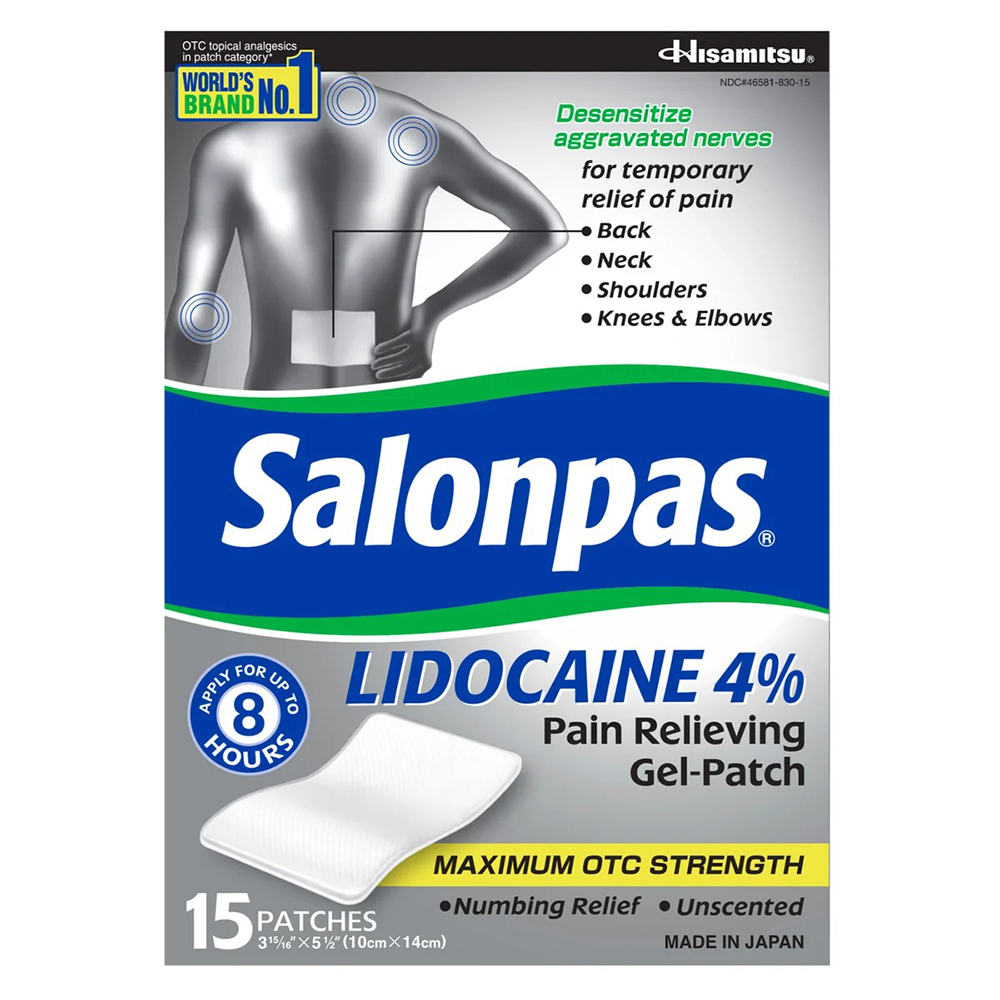 Miếng gel dán giảm đau Salonpas Lidocaine 4%, 15 miếng