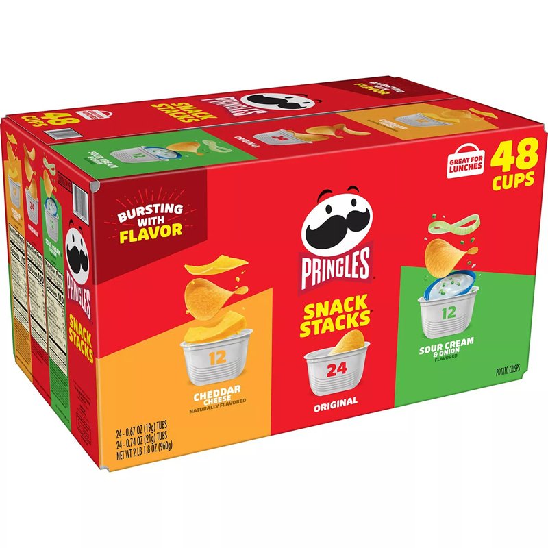 Thùng Pringles 3 Flavor Variety Pack, 48 hộp x 21g