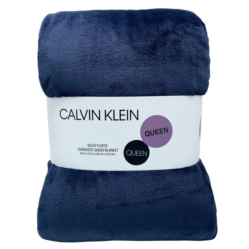 Chăn Calvin Klein Solid Fleece - Queen Size, Navy