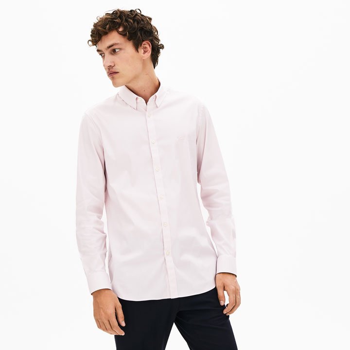 Lacoste Slim-Fit Stretch Cotton Poplin Shirt - Pink, size 38/S