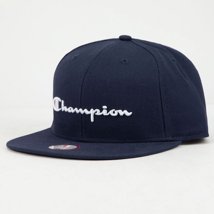Champion Script Logo Snapback Cap, Black
