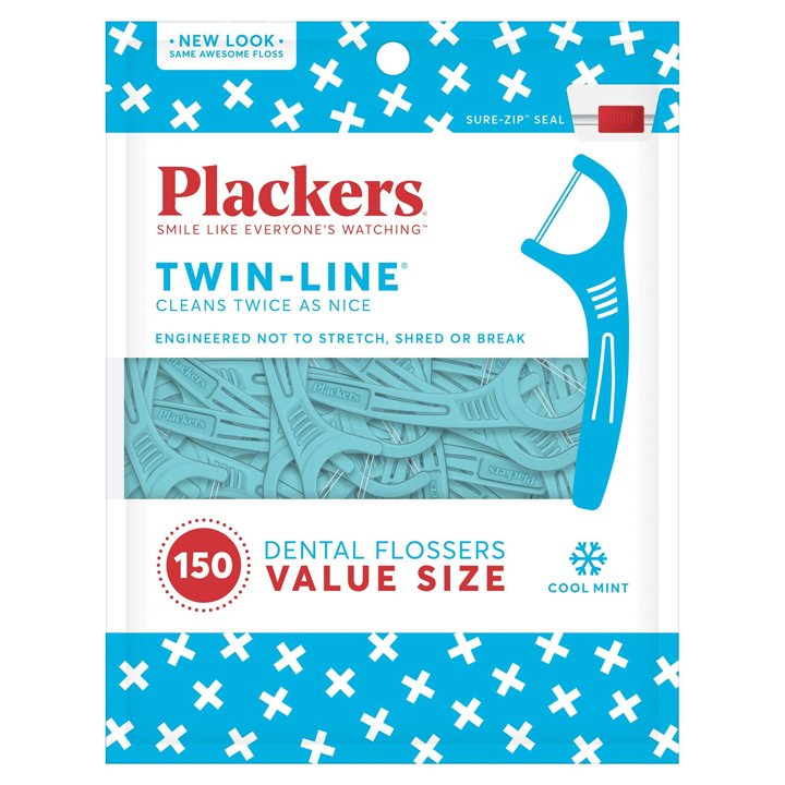 Tăm chỉ nha khoa Plackers Twin-Line Cool Mint, 150 cây