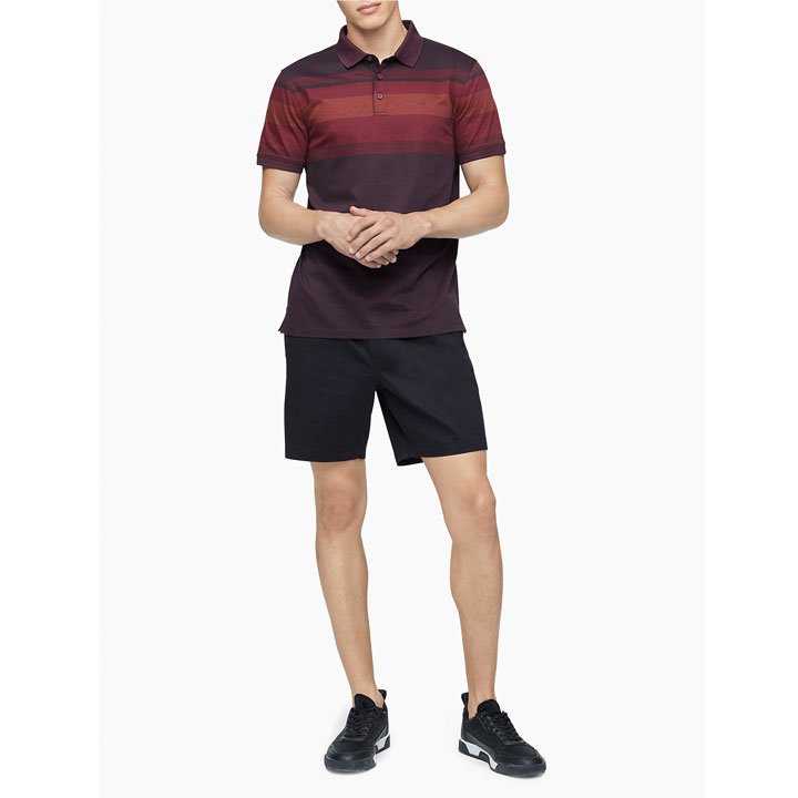 Áo Calvin Klein Liquid Touch Engineered Stripe Polo Shirt - Plum Noir, size S