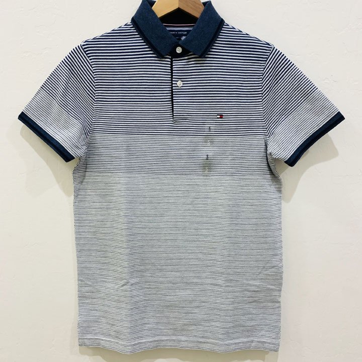 Áo Tommy Hilfiger Slim Fit Stripe Polo Shirt - Grey Heather, Size L