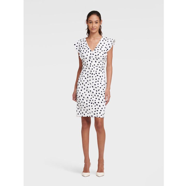 Đầm DKNY Dalmatian Dot Sheath - Creamy/ Navy, Size 4