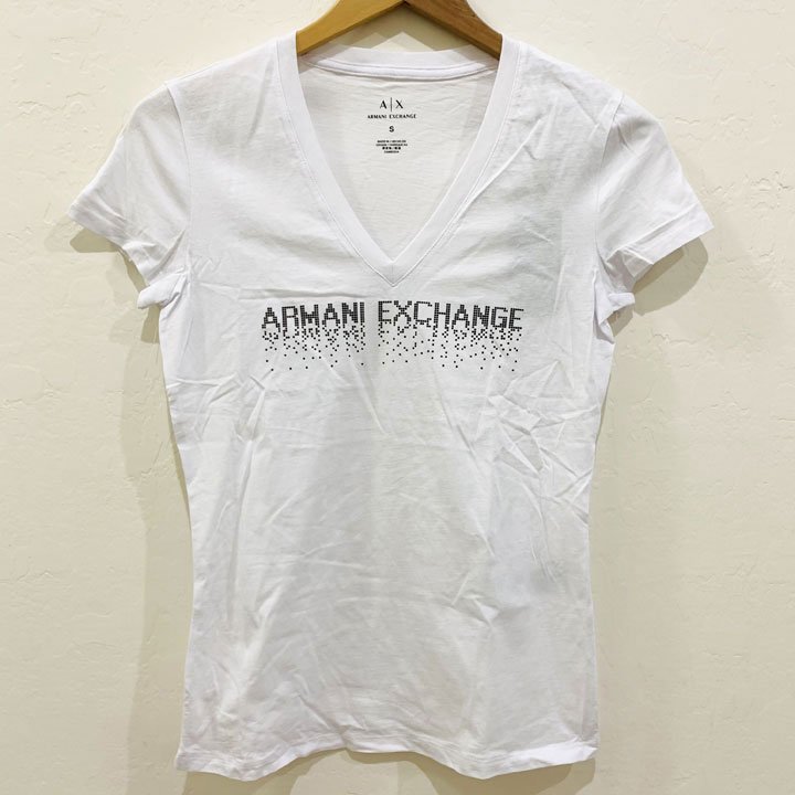 Áo Armani Exchange Graphic V-neck T-Shirt - Black/ White, Size XL
