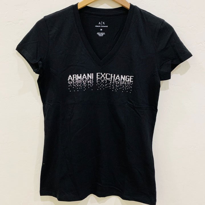 Áo Armani Exchange Graphic V-neck T-Shirt - White/ Black, Size M