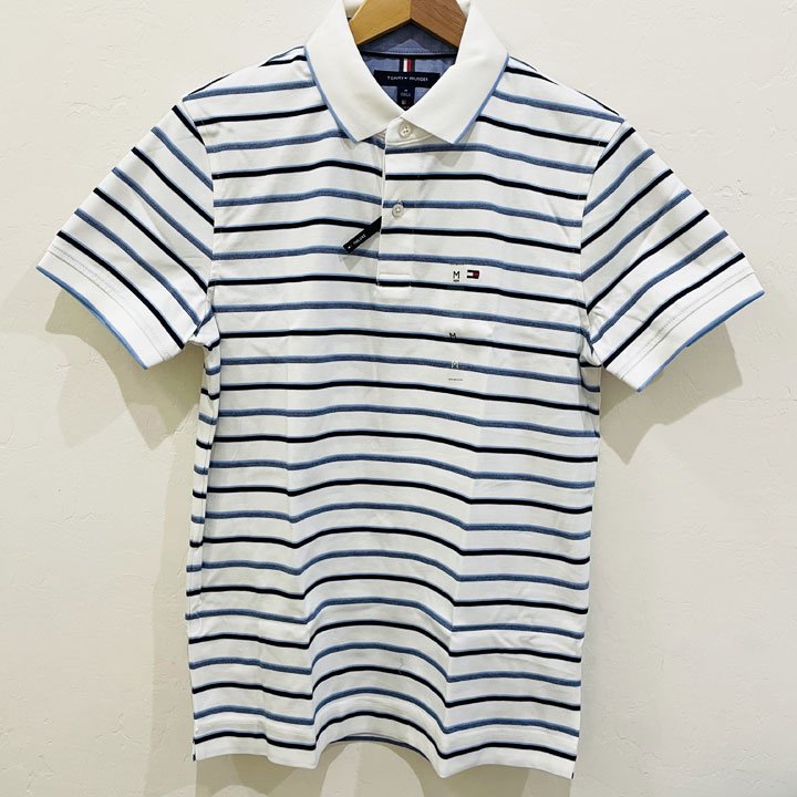 Áo Tommy Hilfiger Slim Fit Stripes Polo Shirt - White/ Multi, Size M