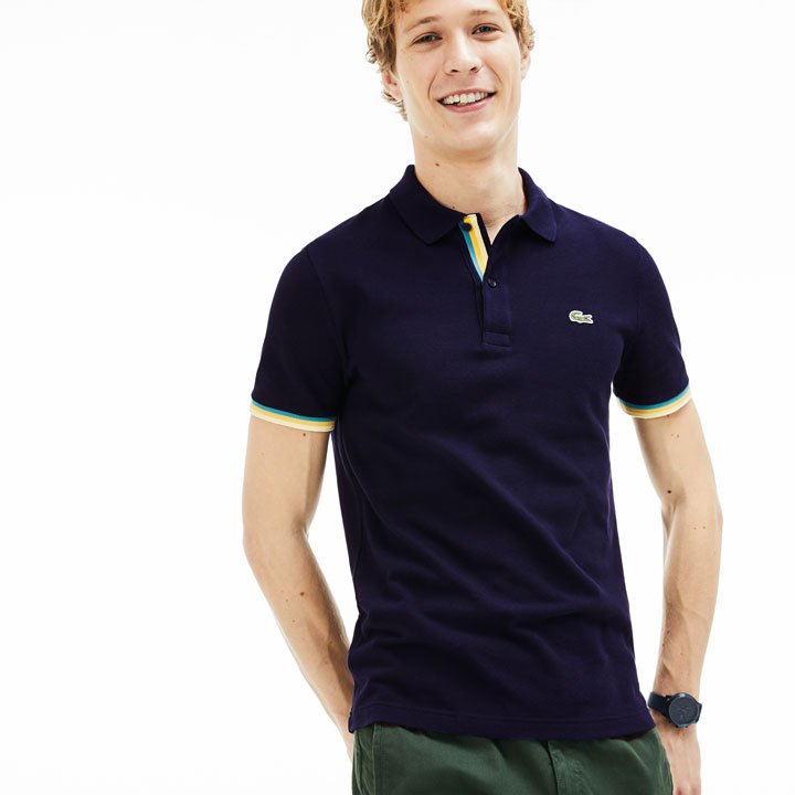 Áo Lacoste Slim Fit Petit Piqué Polo Shirt - Navy, size 3/S