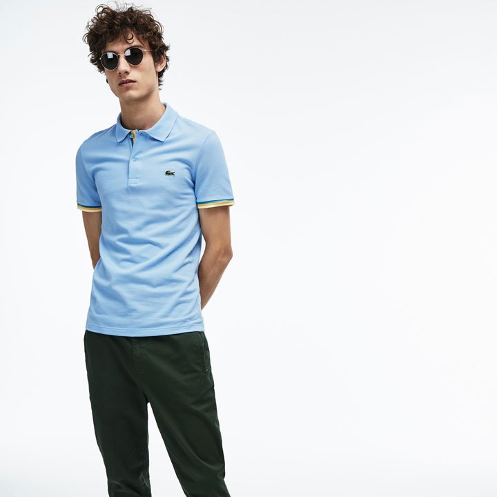 Áo Lacoste Slim Fit Petit Piqué Polo Shirt - Light Blue, size 3/S
