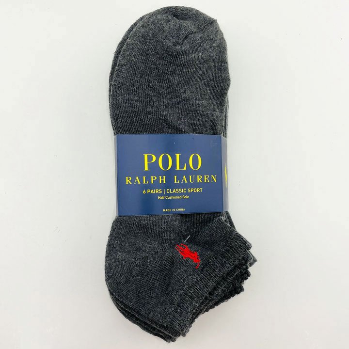 Vớ Polo Ralph Lauren Cushioned Low Cut - Set 6 đôi, Grey/ Red Pony