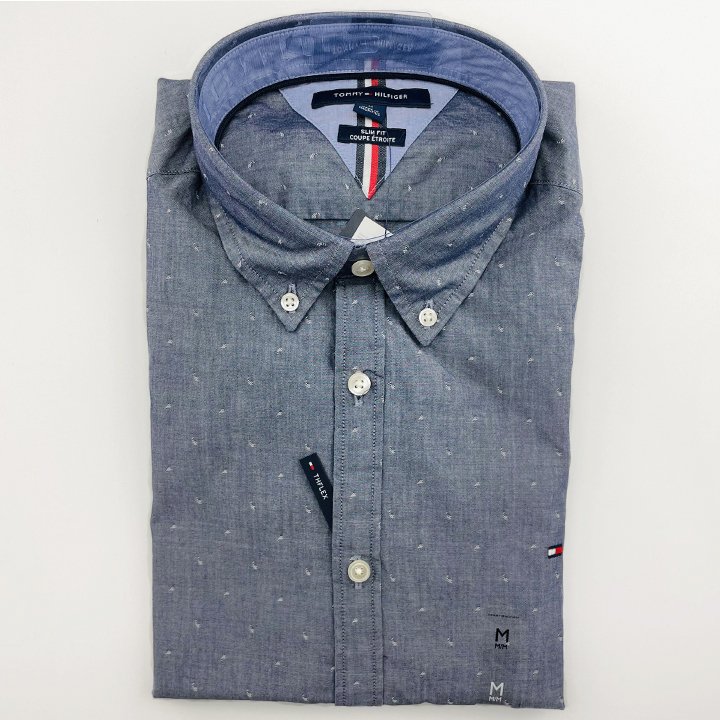 Áo Tommy Hilfiger Slim Fit Microprint Shirt - Grey, Size M