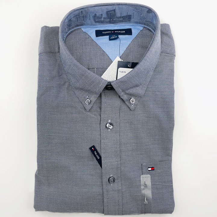 Áo Tommy Hilfiger Regular Fit Cotton Shirt - Carbon Grey, Size L