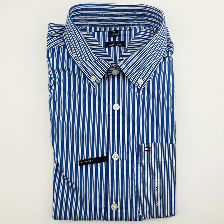 Áo Tommy Hilfiger Slim Fit Stripe Shirt - Cobalt, Size S