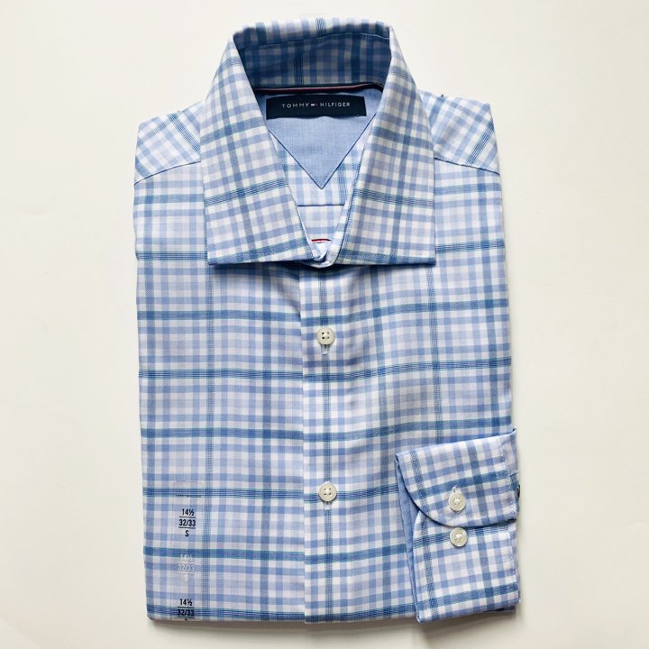 Áo Tommy Hilfiger Slim Fit Gingham Dress Shirt - Blue Multi, Size L -16 (34/35)