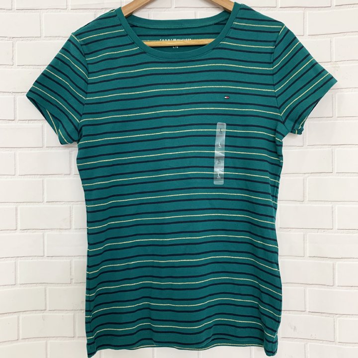 Áo Tommy Hilfiger Stripe Glitter T-Shirt - Green, Size L