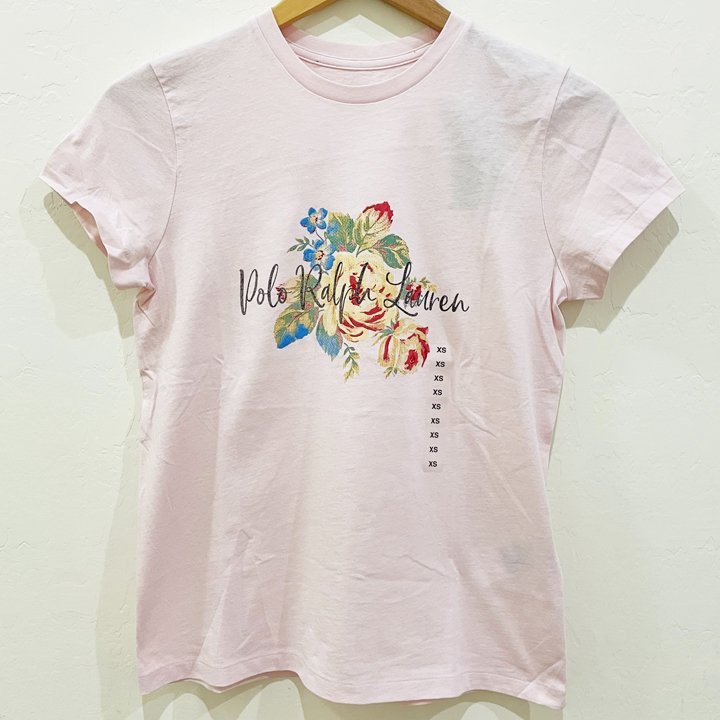 Áo Polo Ralph Lauren Calligraphy Floral T-Shirt - Pink, Size XS