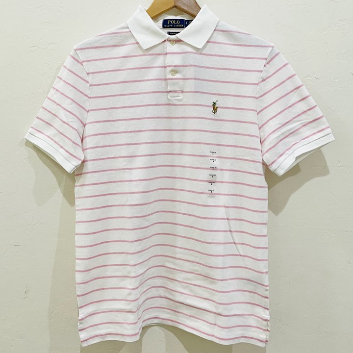 Áo Polo Ralph Lauren Stripe Polo Shirt - Pink/ White, size S