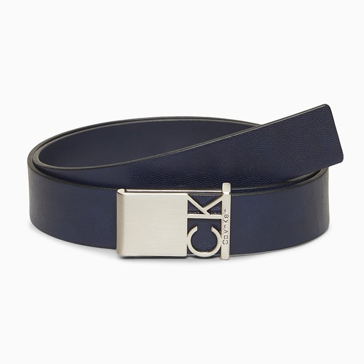 Thắt lưng Calvin Klein Caviar Leather Logo Buckle - Navy, size M (34-36)
