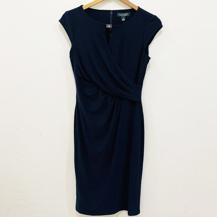 Đầm Lauren Ralph Lauren Wrap Style Jersey - Navy, Size 4