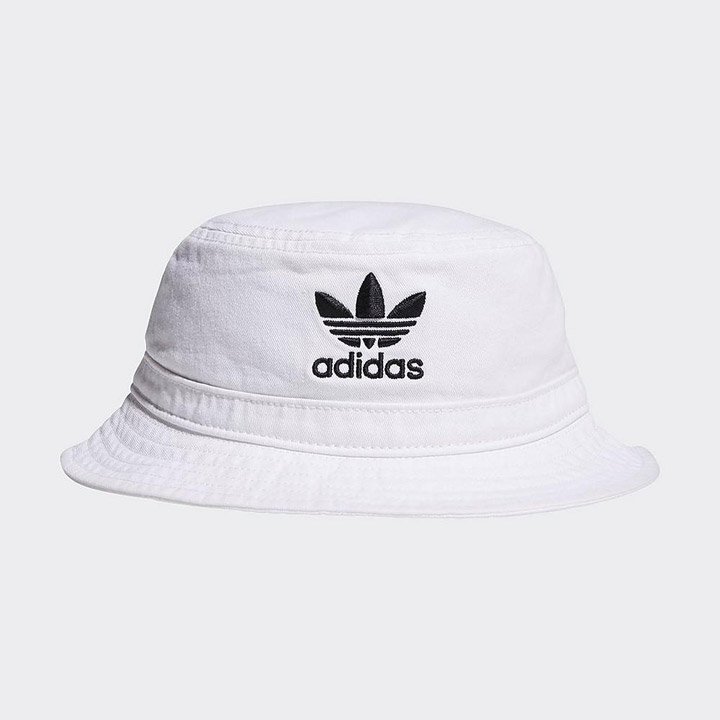 Adidas Originals Unisex Washed Bucket Hat - Core White/ Black