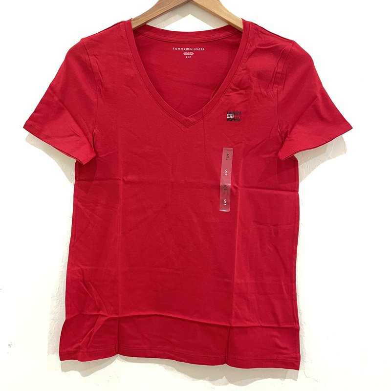 Áo Tommy Hilfiger V-neck T-Shirt - Red, Size L