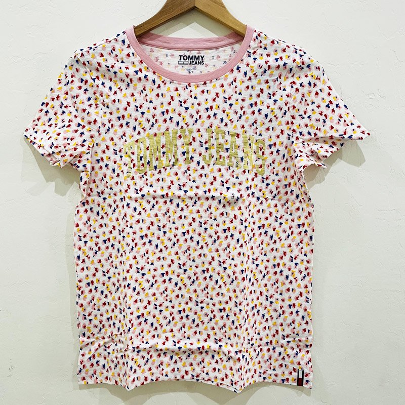 Áo Tommy Jeans Floral Printed T- shirt - White/ Pink Multi, Size S