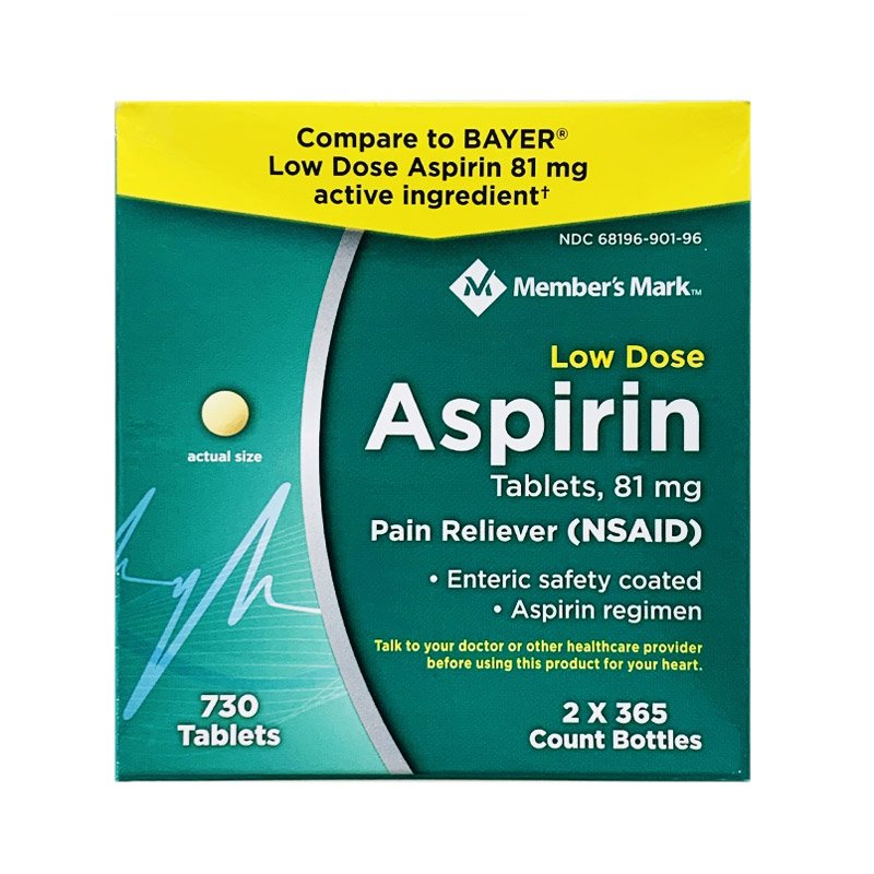 Member's Mark Low Dose Aspirin 81mg, 2 x 365 viên