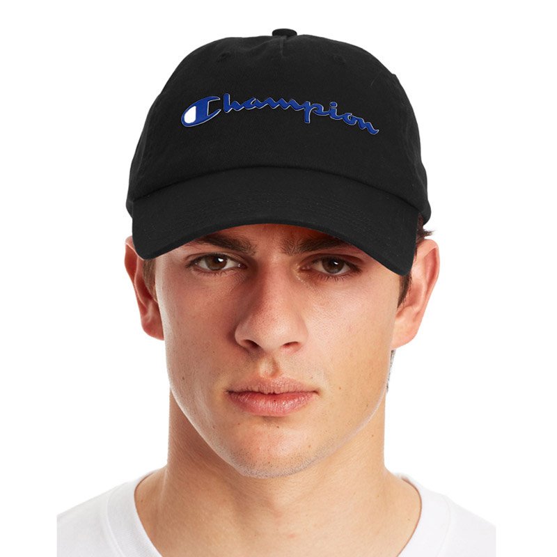 Champion Ameritage Dad Script Logo Cap, Black/ Blue