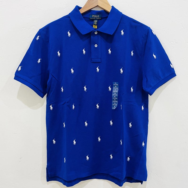 Áo Polo Ralph Lauren Logo Polo Shirt - Blue/ White, Size XL (Boy)
