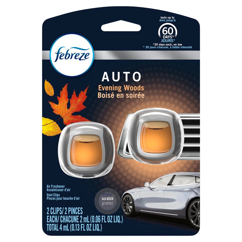 Tinh dầu thơm xe Febreze Car Odor-Eliminating Air Freshener - Evening Woods, 2 x 2ml