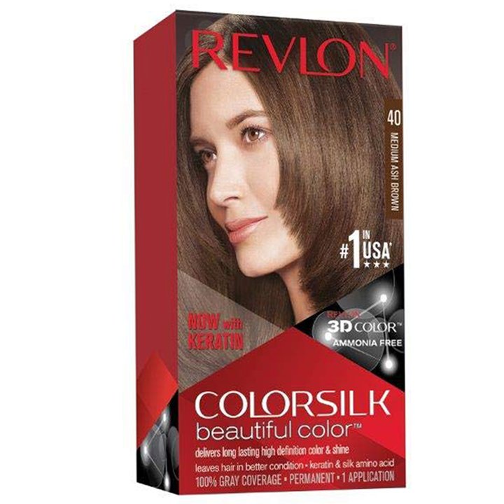 Thuốc nhuộm tóc Revlon Colorsilk, 40 Medium Ash Brown