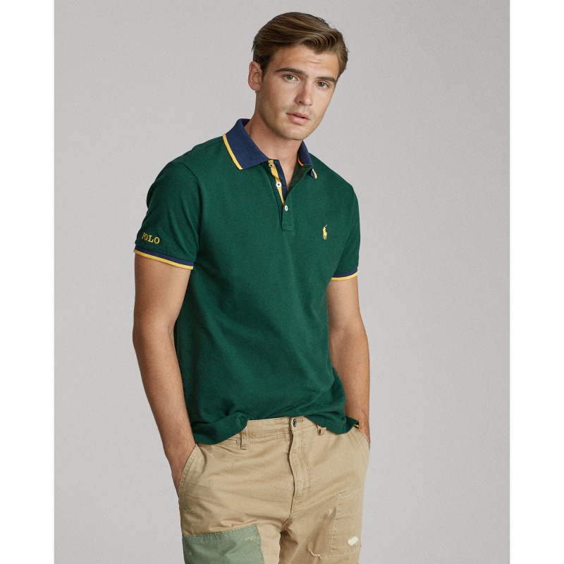 Áo Polo Ralph Lauren Custom Slim Fit Polo Shirt - Dark Green, Size L