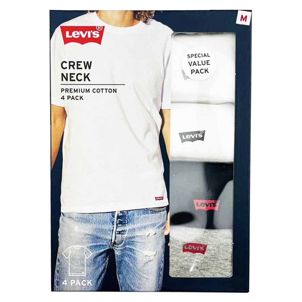 Set 4 áo Levi's Short Sleeve Cotton Crew Neck - White/Grey/Black, Size M