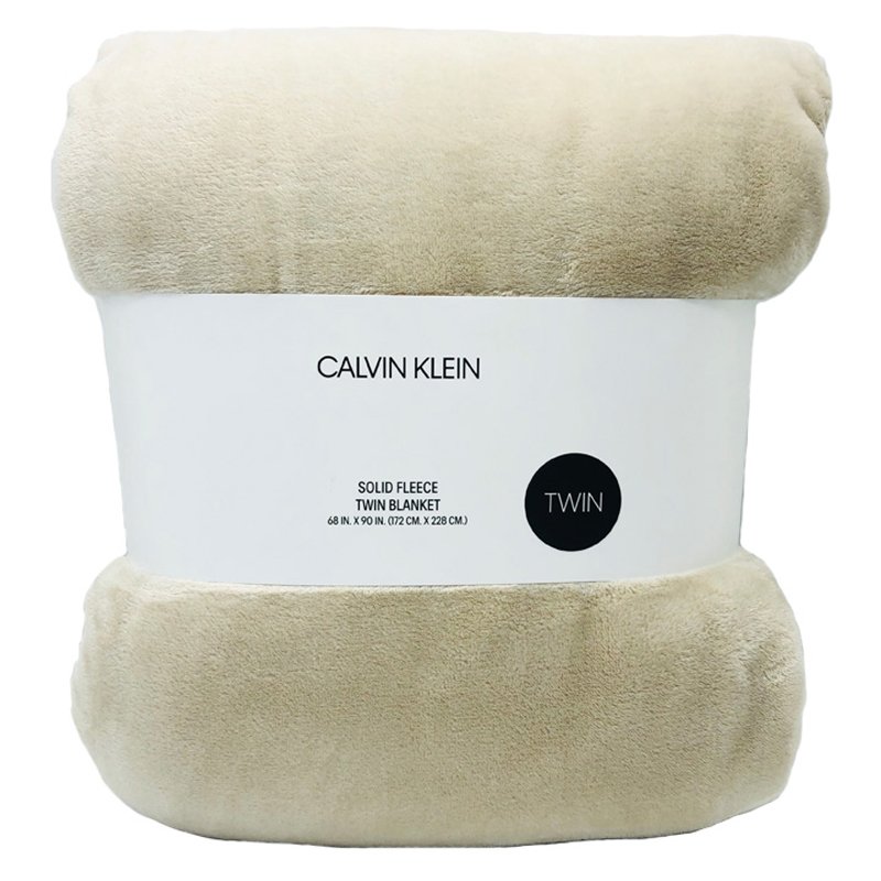 Chăn Calvin Klein Solid Fleece - Twin Size, Cream