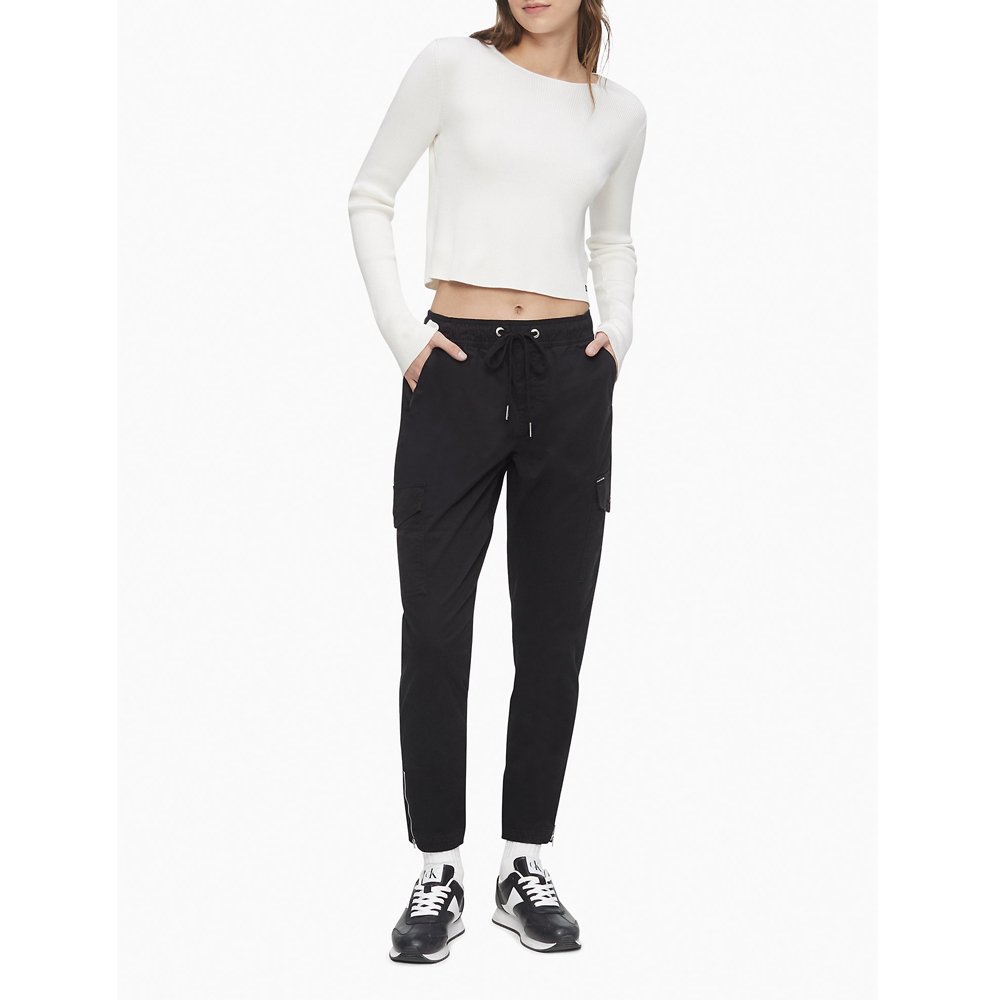 Calvin Klein Jeans Stretch Twill Drawstring Cargo Pants - Black, Size M