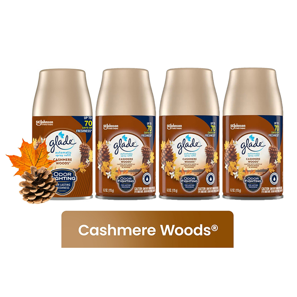 Bộ tinh dầu thơm Glade Automatic Spray Refills - Cashmere Woods, 4 x 175g