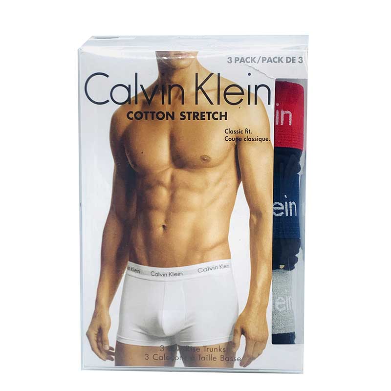 Set 3 Calvin Klein Cotton Stretch Low Rise Trunks - Black, Size L