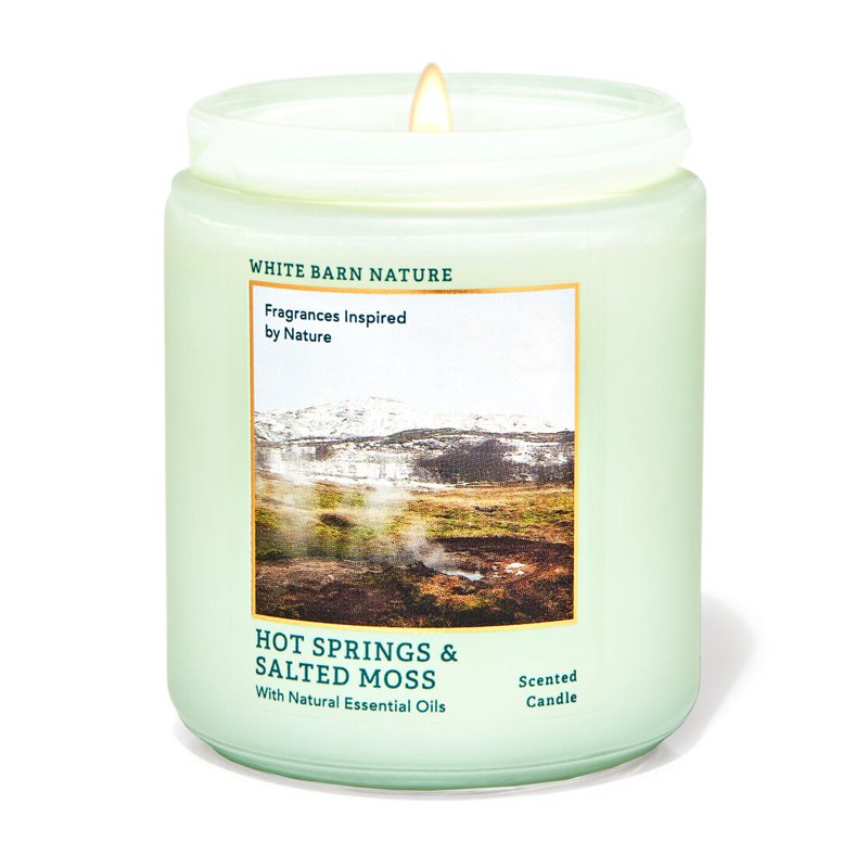 Nến thơm Bath & Body Works White Barn Nature Hot Spring & Salted Moss, 198g