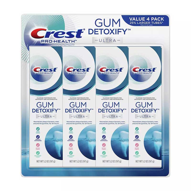 Set kem đánh răng Crest Pro Health Gum Detoxify Ultra, 4 x 147g