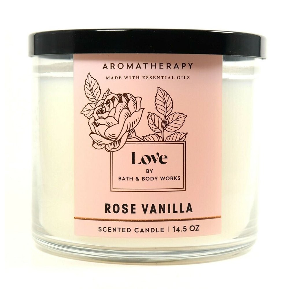 bath and body works love rose vanilla candle