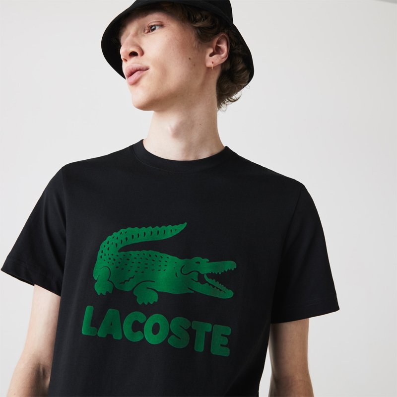 Áo Lacoste Printed Lacoste Logo Cotton T-shirt - Navy/Green, Size 5/L