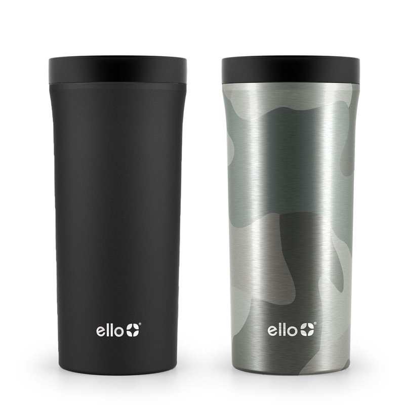 Set ly giữ nhiệt Ello Vacuum Insulated Travel Mugs- Camo/Black, 2 x 414ml