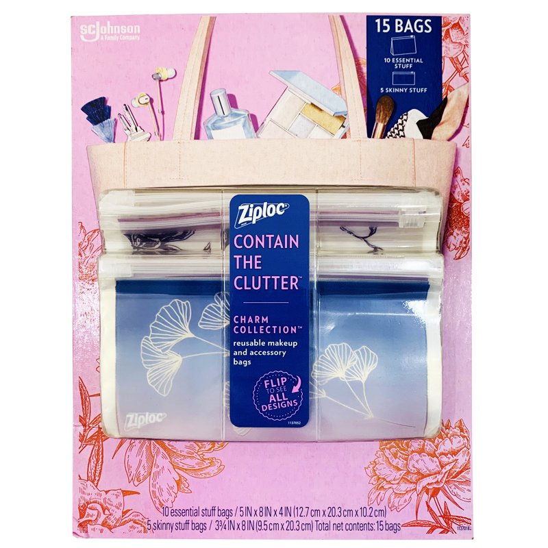 Ziploc Makeup and Accessory Bags - Charm Collection, 15 túi