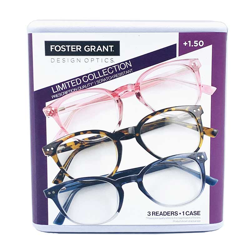 Set 3 gọng kính Foster Grant Design Limited Collection, Pink/Tortoise/Blue
