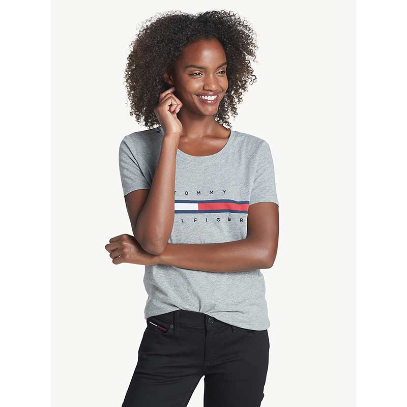 Áo Tommy Hilfiger Essential Flag Logo T-Shirt - Grey, Size M