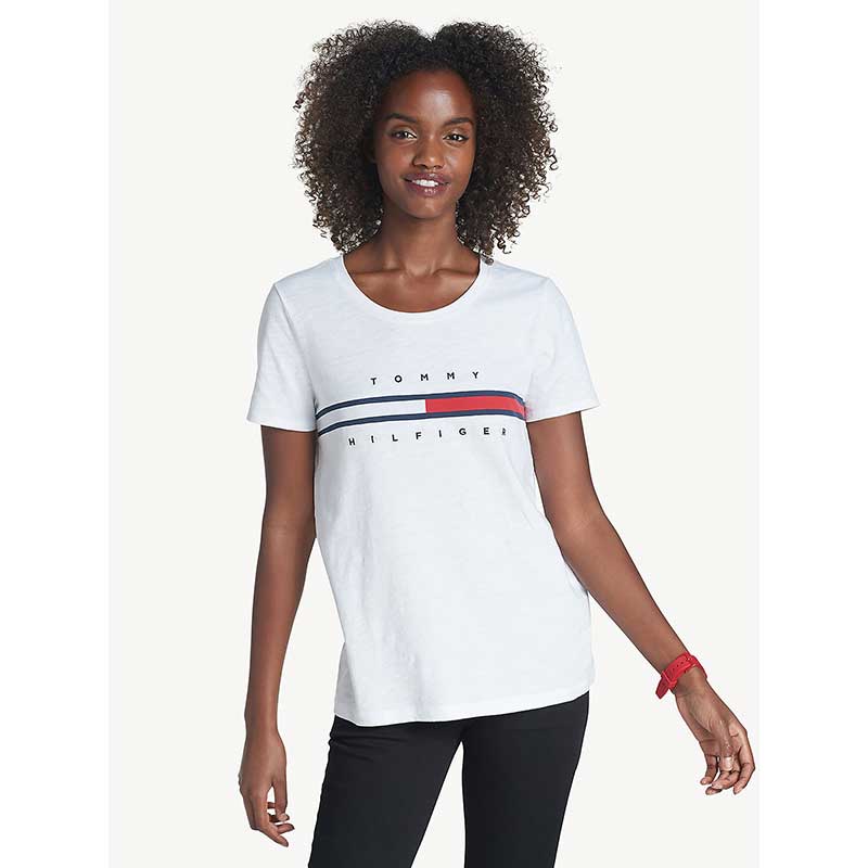 Áo Tommy Hilfiger Essential Flag Logo T-Shirt - White, Size M
