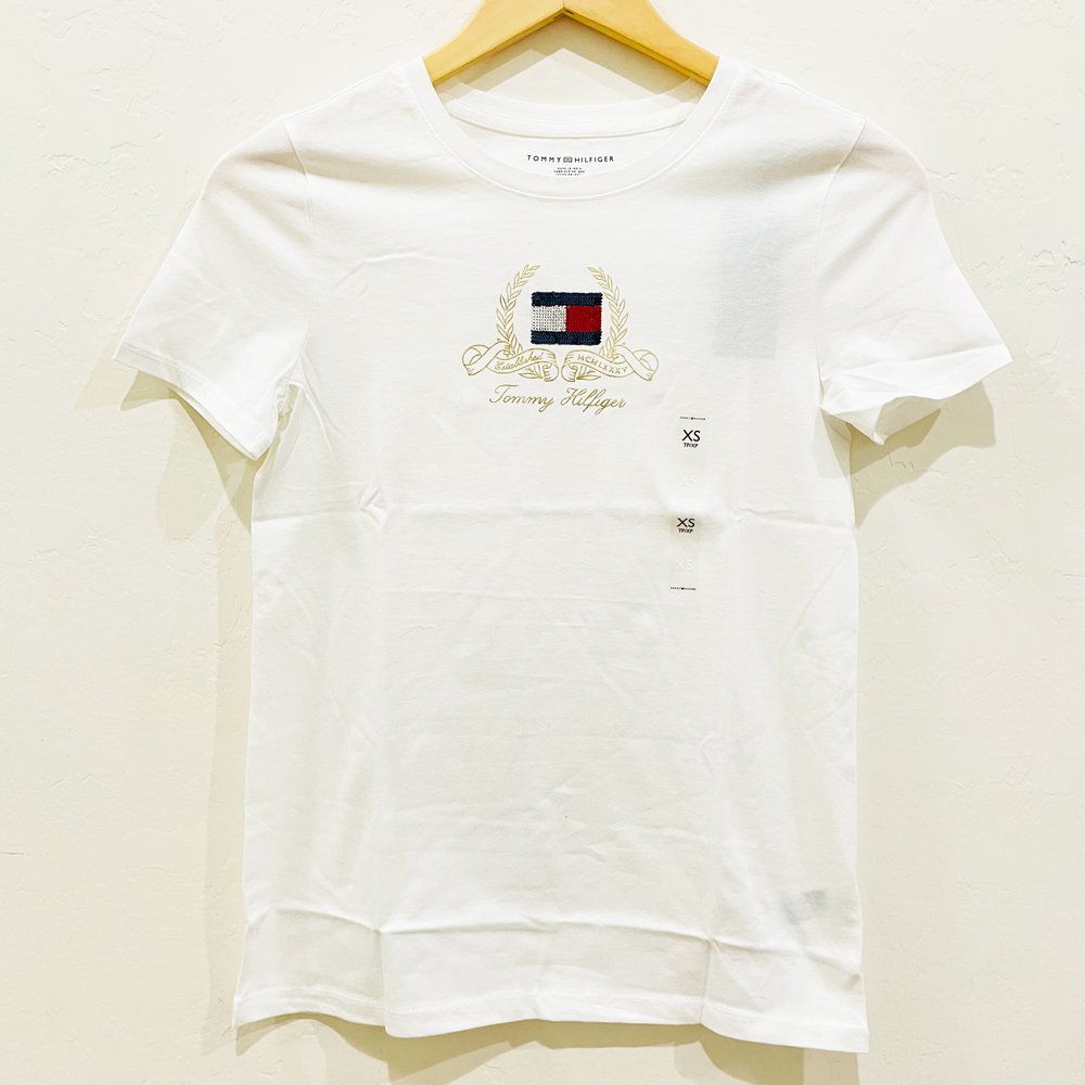 Tommy Hilfiger Essential Wreath Logo T-Shirt - Milky Way, Size XS